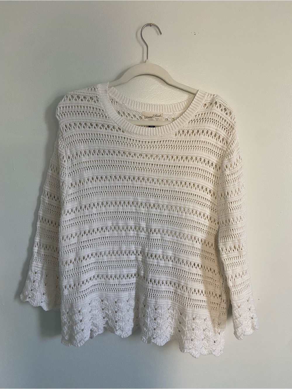 Universal Thread Ivory Open-Knit Pointelle Sweater